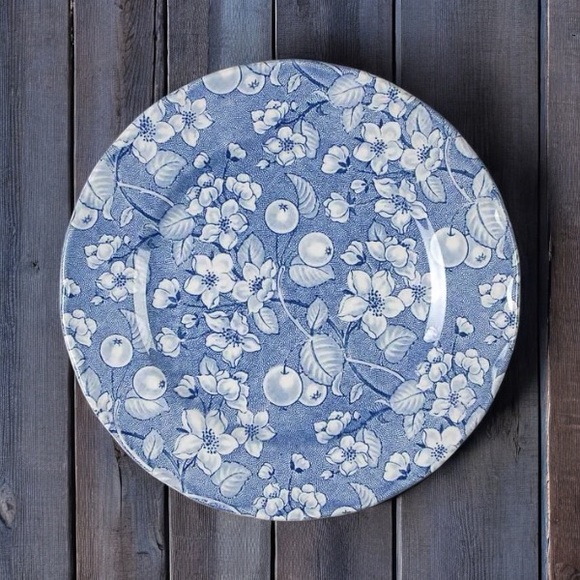 "Bryony" Blue & White Flowers & Cherries Pattern Salad Plate by Grindley England - Picture 1 of 7